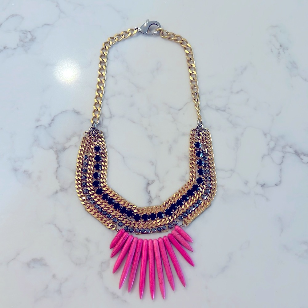 Dannijo Hot Pink Spike And Stone Necklace 75$